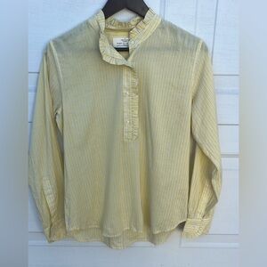 Trovata Birds Of Paradise yellow stripes Blouse Women's size small